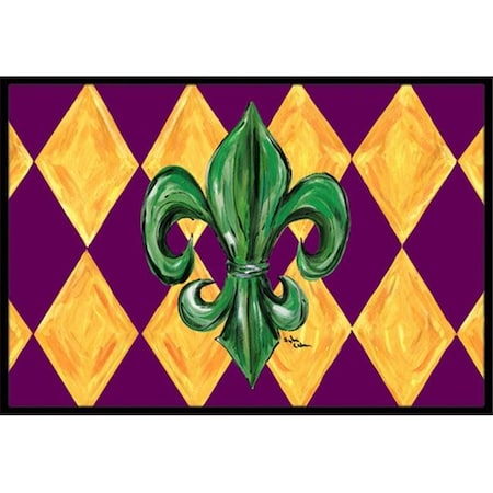 Carolines Treasures Carolines Treasures 8133MAT 18 x 27 In. Mardi Gras Fleur de lis Purple Green and Gold Indoor or Outdoor Mat 8133MAT